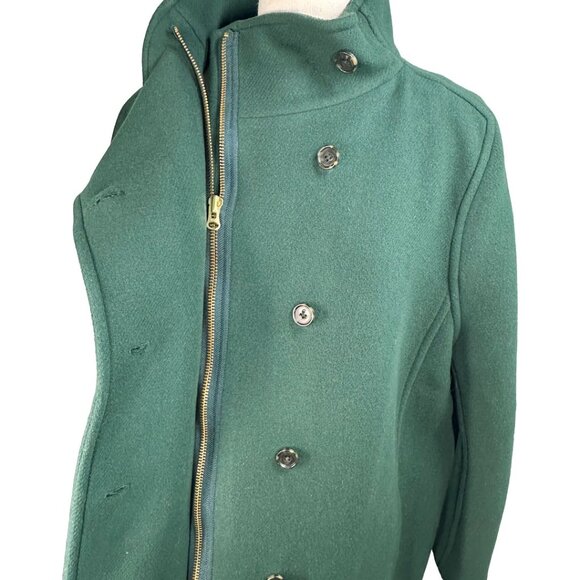 J. Crew Italian Stadium Cloth By Nello Gori, Green Wool Coat Size 16 - Picture 4 of 11